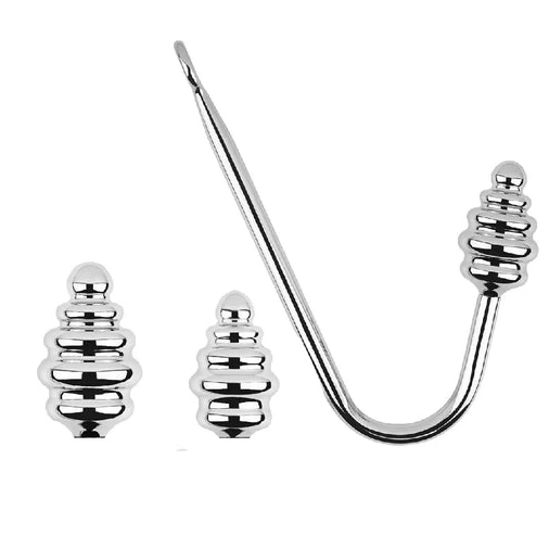 8826 GreatBenefit Anal Hook Set Screw-in Ribbed 1203